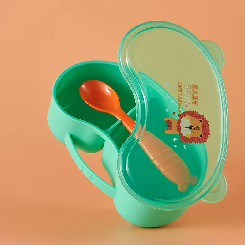 Contenitore Pappa e Svezzamento 300 ml - Lunch Box con 2 Scomparti e Cucchiaino