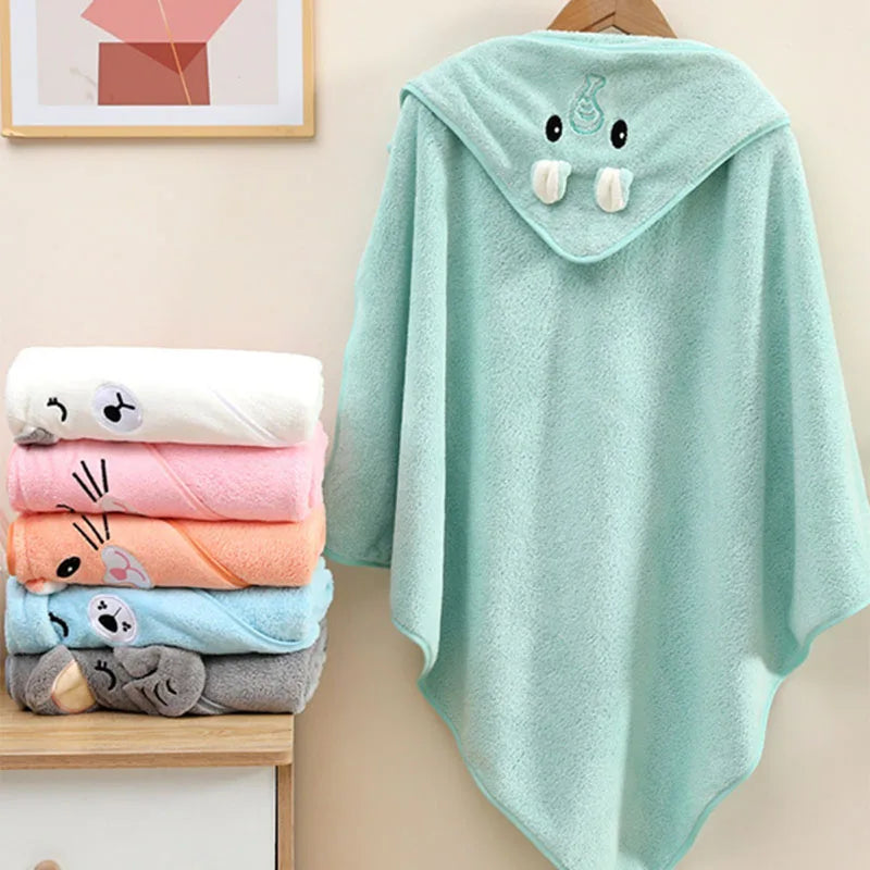Asciugamano con Cappuccio per Neonati e Bambini 80×80 cm – Morbido, Assorbente e Avvolgente