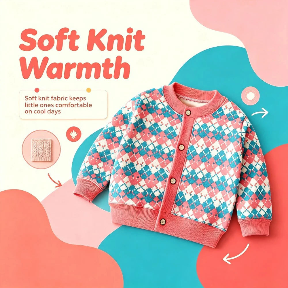 Cardigan Bambini con Bottoni – Maglia a Maniche Lunghe per Autunno e Mezza Stagione