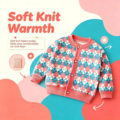 Cardigan Bambini con Bottoni – Maglia a Maniche Lunghe per Autunno e Mezza Stagione