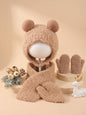 Set Invernale Neonato Effetto Teddy – Cappello Copriorecchie, Sciarpa e Guanti a Muffola