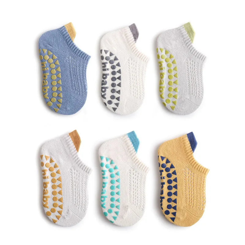 Set 6 Paia di Calzini Antiscivolo in Cotone per Bambini