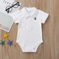 Body Polo Neonato in Cotone Elasticizzato con Colletto e Orsetto Ricamato