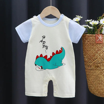 Pagliaccetto in Cotone per Neonato – Tutina a Maniche Corte con Stampe, Body Intero Unisex per Neonati