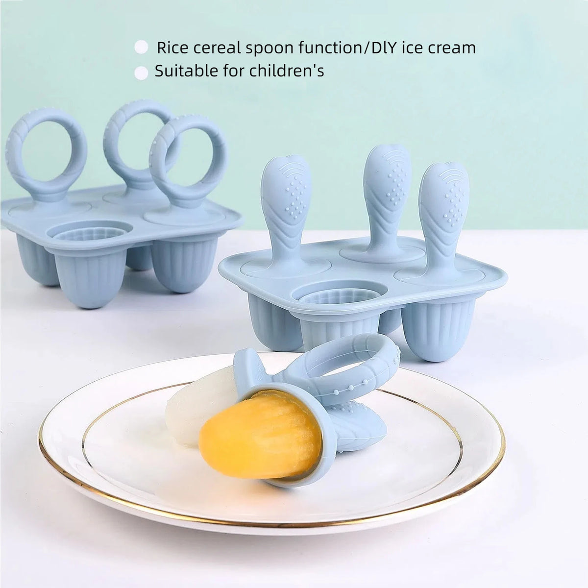 Stampi per Mini Ghiaccioli Bambini in Silicone – Set Riutilizzabile con Manici per Frutta, Yogurt e Latte Materno