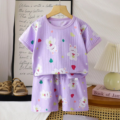 Pigiama Bambino Leggero 2 Pezzi con T-Shirt e Pantaloncini Fantasia
