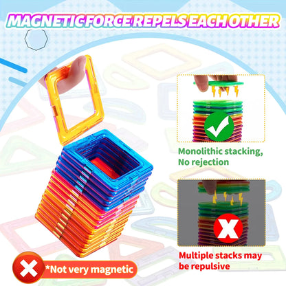 Costruzioni Magnetiche Colorate – Gioco Creativo di Forme Geometriche 32/56 Pezzi