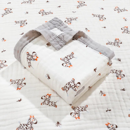 Copertina Neonato in Garza di Cotone 6 Strati 110×110 cm – Leggera, Traspirante e Morbida