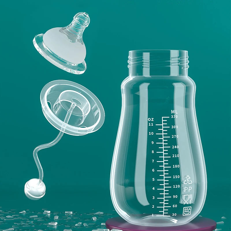 Biberon Anticolica con Cannuccia Zavorrata, Manici e Tettarella in Silicone – 240/330 ml
