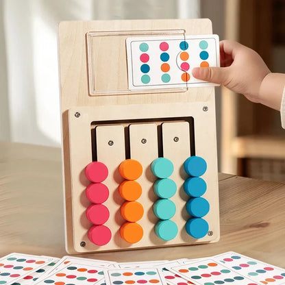 Puzzle Scorrevole in Legno – Gioco Educativo di Logica e Abbinamento Colori per Bambini 3+ Anni