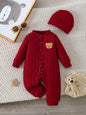 Tutina in Maglia per Neonati Autunno/Inverno con Cappellino Coordinato e Bottoni Frontali