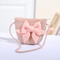 Borsetta Bambina a Tracolla in Paglia con Maxi Fiocco – Mini Borsa con Zip 14 × 12 cm