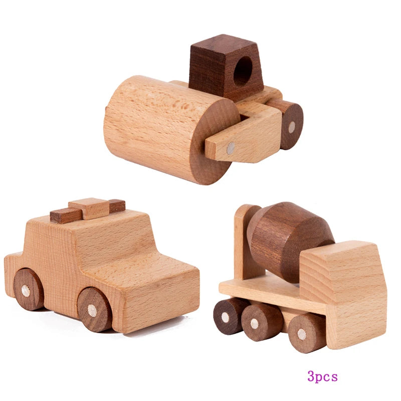 Veicoli in Legno Naturale – Gioco di Ruolo Educativo per Bambini 3+ Anni