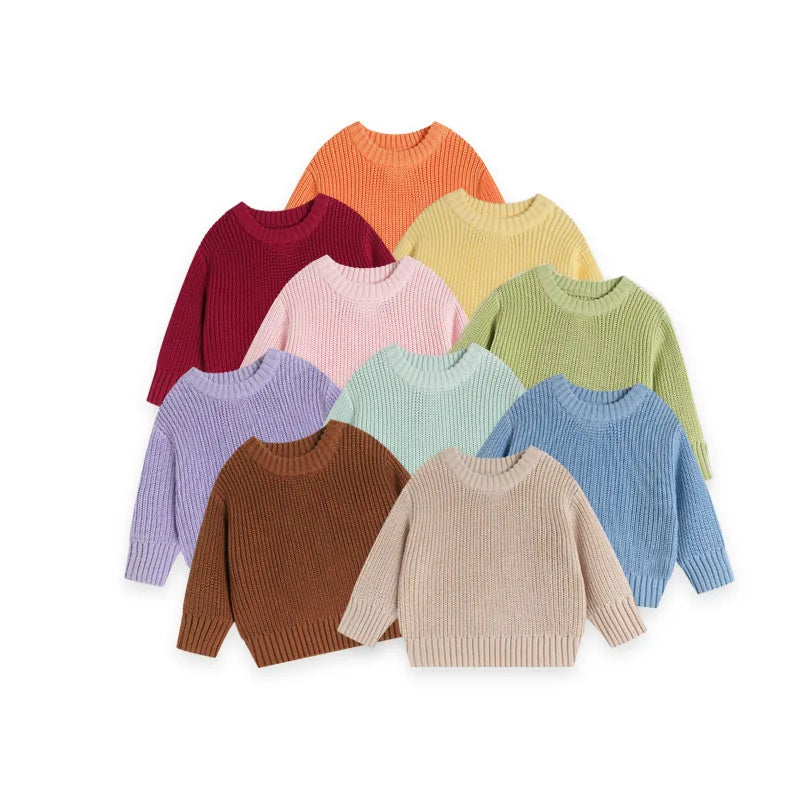 Maglione Bambini in Cotone a Maglia – Pullover Girocollo Invernale Unisex