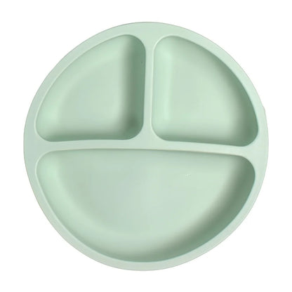 Piatto Svezzamento in Silicone con 4 Ventose – Piatto Pappa Antiscivolo a 3 Scomparti