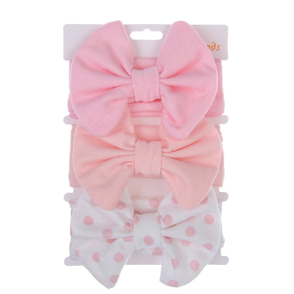 Set 3 Fasce Elastiche con Fiocco per Neonata e Bambina