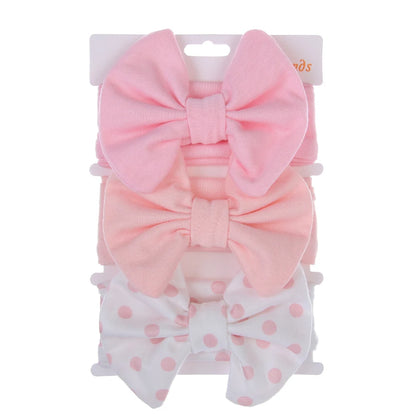 Set 3 Fasce Elastiche con Fiocco per Neonata e Bambina