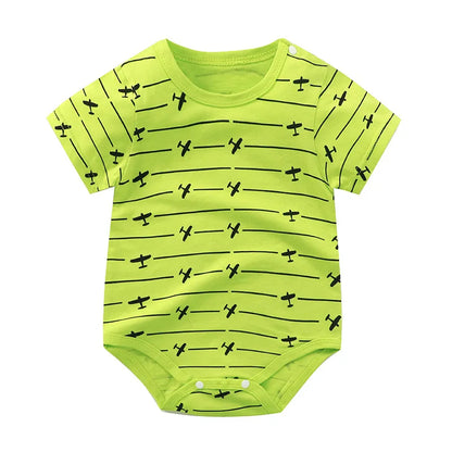 Pagliaccetto in Cotone per Neonato – Tutina a Maniche Corte con Stampe, Body Intero Unisex per Neonati