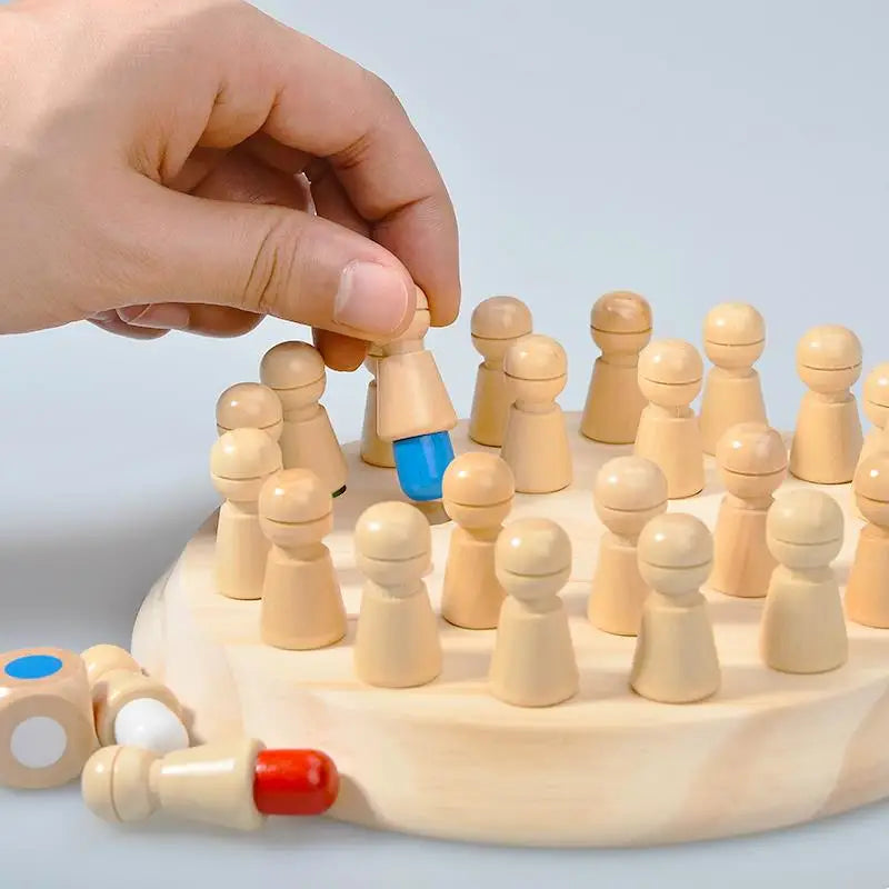 Gioco di Memoria in Legno con Colori e Dado – Gioco Educativo Cognitivo 4+ Anni