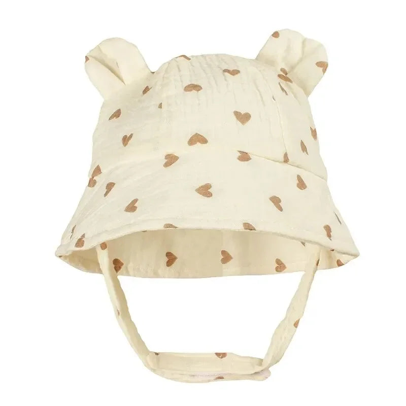 Cappello da Sole Neonato con Orecchie da Coniglietto in Cotone – Cappellino Estivo Regolabile 0-12 Mesi
