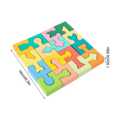 Puzzle Geometrico in Legno 16 Pezzi – Gioco di Logica e Abbinamento delle Forme