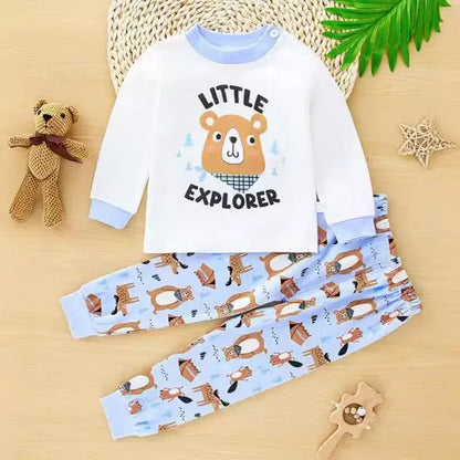 Pigiama in Cotone per Bambini con Maglia a Maniche Lunghe e Pantaloni – Completo Morbido da Casa