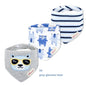 Set 3 Bavaglini Bandana Neonato in Cotone Morbido con Fantasie – Bavette Assorbenti Unisex per Maschietto e Femminuccia 0-12 Mesi