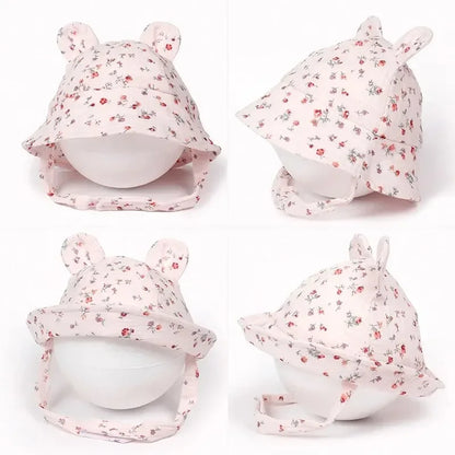 Cappello da Sole Neonato con Orecchie da Coniglietto in Cotone – Cappellino Estivo Regolabile 0-12 Mesi