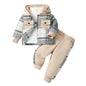 Completo Bambino 2 Pezzi Autunno Inverno – Giacca a Quadri con Cappuccio e Pantaloni Jogger
