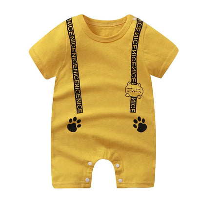 Pagliaccetto in Cotone per Neonato – Tutina a Maniche Corte con Stampe, Body Intero Unisex per Neonati