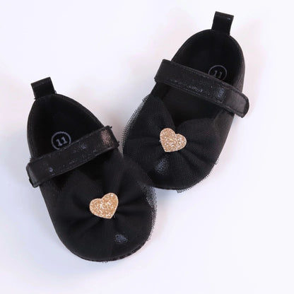 Scarpine Primi Passi Bambina con Fiocco e Suola Antiscivolo