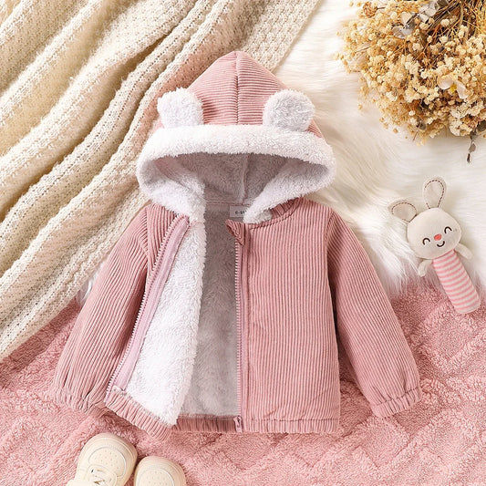 Giacca Bambina in Velluto a Coste con Cappuccio e Interno Morbido – Autunno Inverno