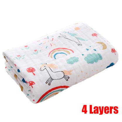 Telo Bagnetto in Garza di Cotone 4 Strati 70×90 cm per Neonati e Bambini
