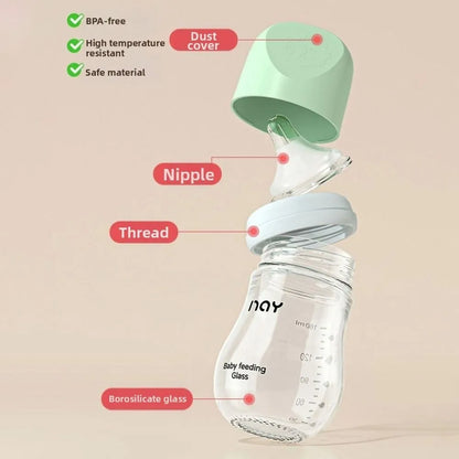 Biberon Anticolica in Vetro Borosilicato con Tettarella in Silicone Liquido – 80/160 ml