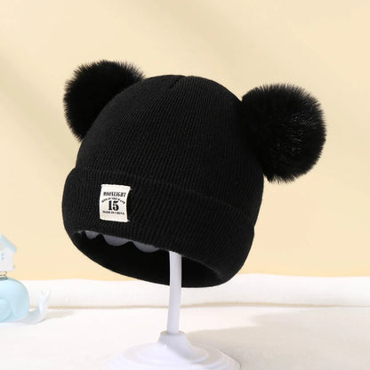 Cappello Invernale Lavorato a Maglia con Doppi Pompon per Neonati e Bambini | Caldo, Morbido e Unisex (6-24 Mesi)