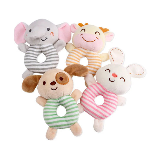 Sonaglio Peluche per Neonato con Anello da Afferrare – Gioco Sensoriale Morbido a Forma di Animale