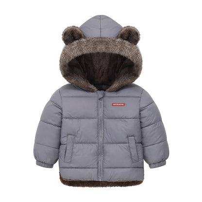 Giubbotto Invernale Bambino e Bambina – Piumino Imbottito con Interno in Pile e Cappuccio con Orecchie