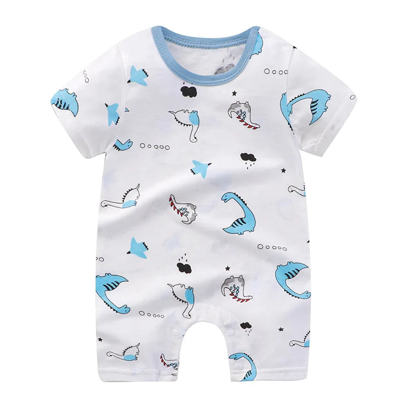 Pagliaccetto in Cotone per Neonato – Tutina a Maniche Corte con Stampe, Body Intero Unisex per Neonati