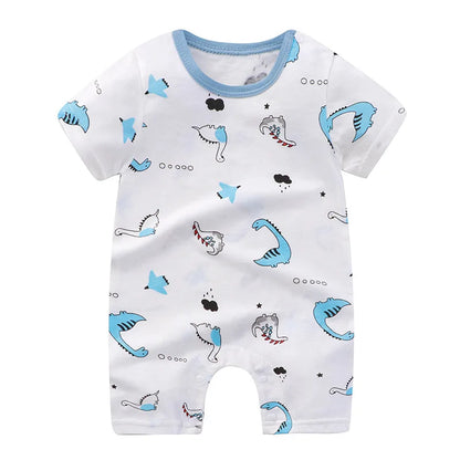 Pagliaccetto in Cotone per Neonato – Tutina a Maniche Corte con Stampe, Body Intero Unisex per Neonati