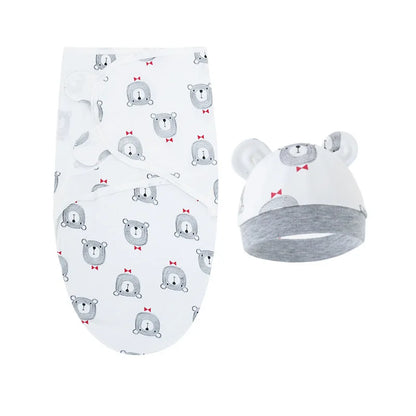 Fascia Swaddle Neonato in 100% Cotone con Cappellino – Copertina Avvolgente Regolabile 70 × 50 cm
