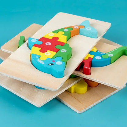 Puzzle Educativo in Legno per Bambini – Gioco a Incastro con Numeri e Animali