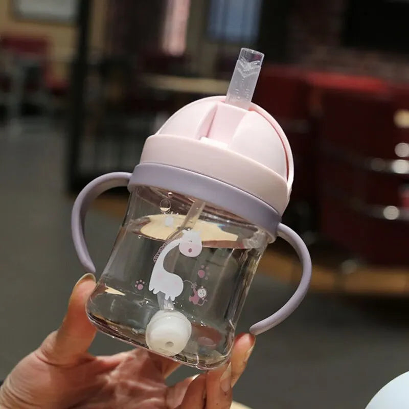 Bicchiere con Cannuccia e Sfera a Gravità 250 ml – Doppio Manico per Bambini