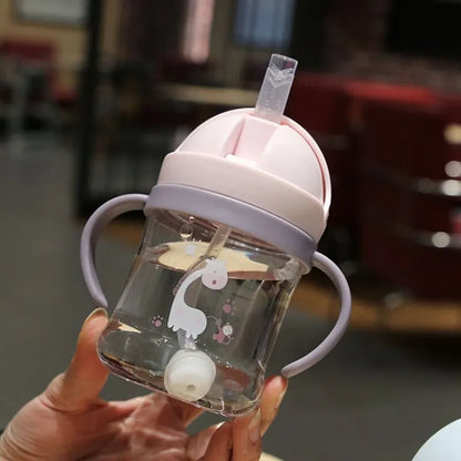 Bicchiere con Cannuccia e Sfera a Gravità 250 ml – Doppio Manico per Bambini