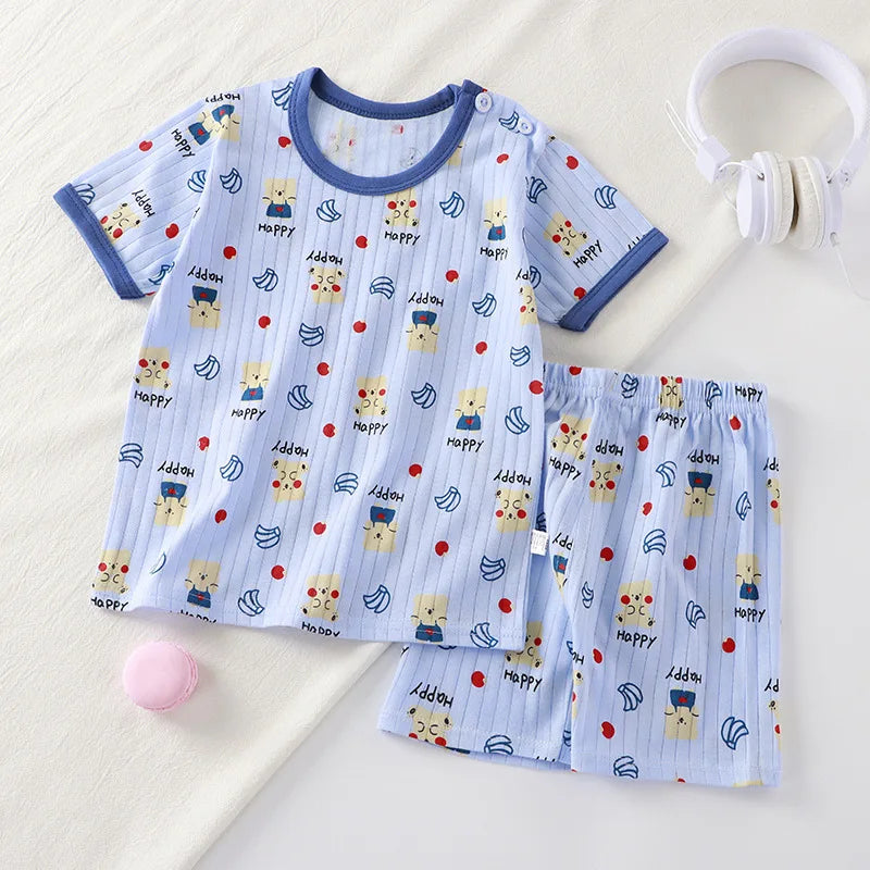 Pigiama Bambino Leggero 2 Pezzi con T-Shirt e Pantaloncini Fantasia