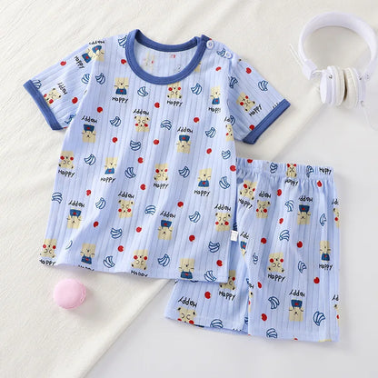 Pigiama Bambino Leggero 2 Pezzi con T-Shirt e Pantaloncini Fantasia