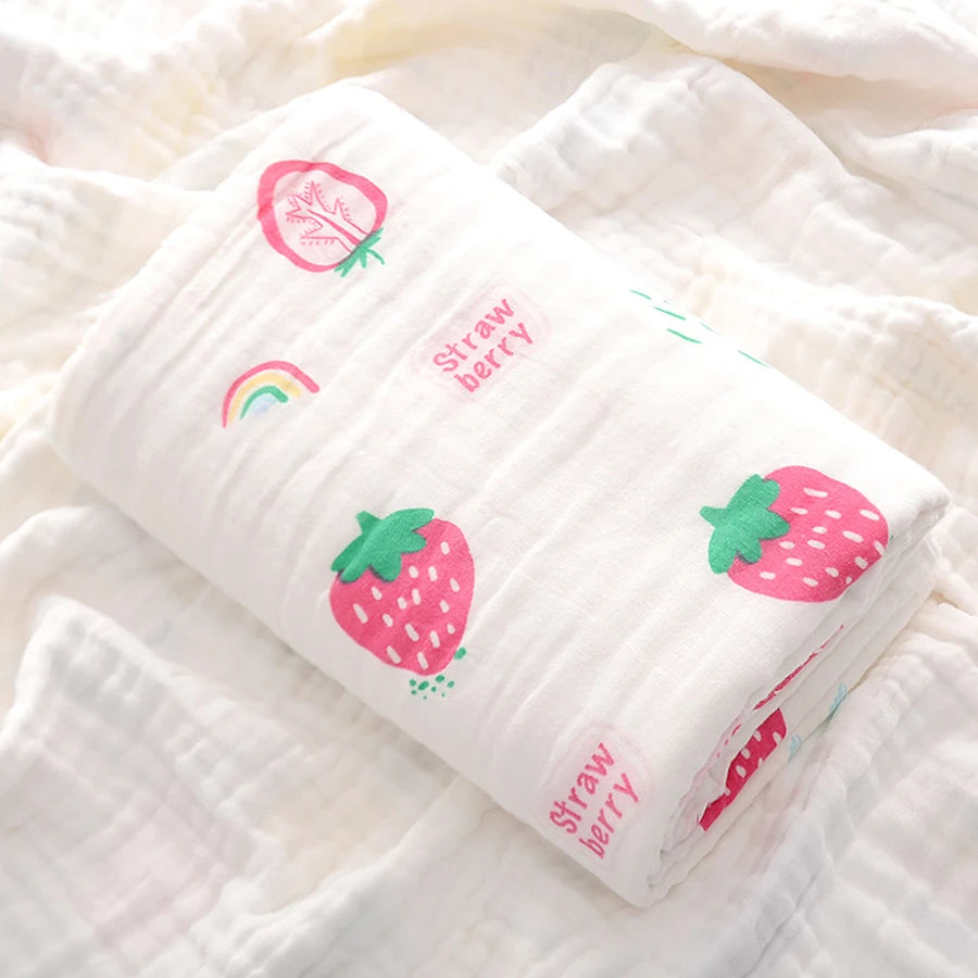Telo Bagnetto in Garza di Cotone 4 Strati 70×90 cm per Neonati e Bambini
