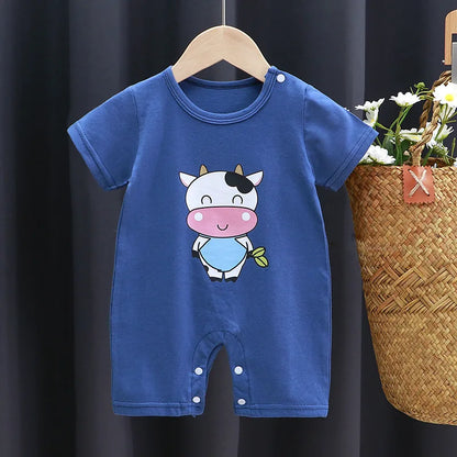 Pagliaccetto in Cotone per Neonato – Tutina a Maniche Corte con Stampe, Body Intero Unisex per Neonati