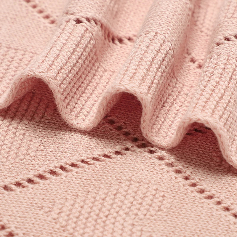 Copertina Neonato Multifunzione in Cotone 70 × 90 cm – Plaid in Maglia per Culla, Passeggino e Avvolgimento