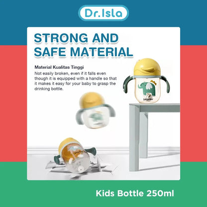 Bicchiere con Cannuccia per Bambini 250 ml – Tazza Antigoccia con Doppio Manico e Bevitura a 360°
