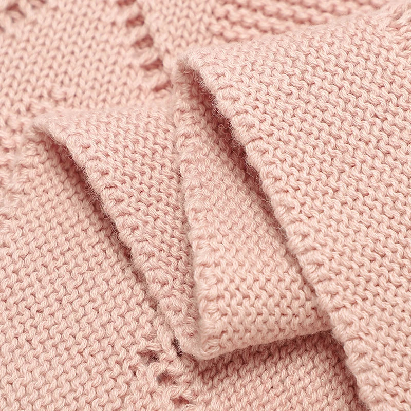 Copertina Neonato Multifunzione in Cotone 70 × 90 cm – Plaid in Maglia per Culla, Passeggino e Avvolgimento